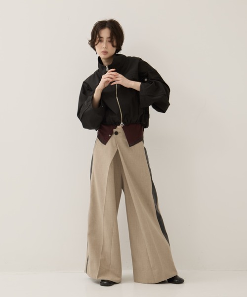 セール】【STUDIOUS/ステュディオス】Side Leather Flare Trousers