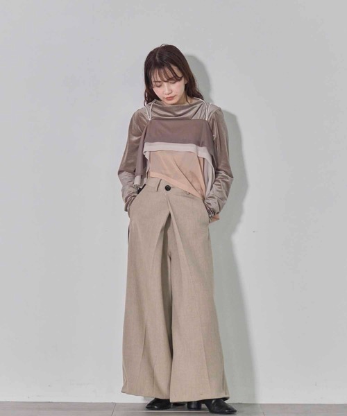 セール】【STUDIOUS/ステュディオス】Side Leather Flare Trousers