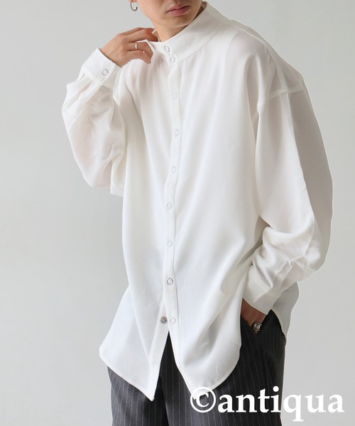 antiqua(アンティカ)の「スタンドカラー シャツ(シャツ/ブラウス・レディース・ブラック/ホワイト・ONESIZE)」の13枚目の写真
