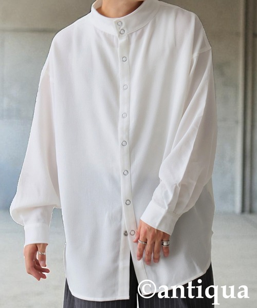 antiqua(アンティカ)の「スタンドカラー シャツ(シャツ/ブラウス・レディース・ブラック/ホワイト・ONESIZE)」の16枚目の写真