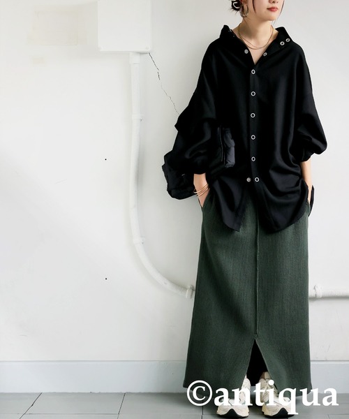 antiqua(アンティカ)の「スタンドカラー シャツ(シャツ/ブラウス・レディース・ブラック/ホワイト・ONESIZE)」の17枚目の写真