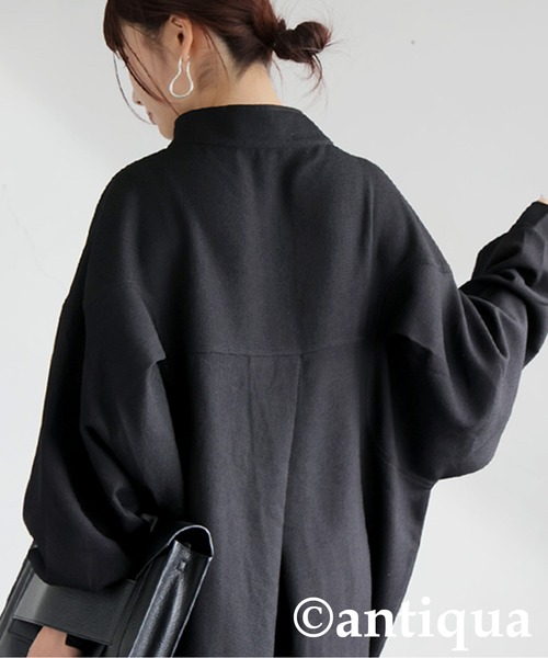 antiqua(アンティカ)の「スタンドカラー シャツ(シャツ/ブラウス・レディース・ブラック/ホワイト・ONESIZE)」の18枚目の写真