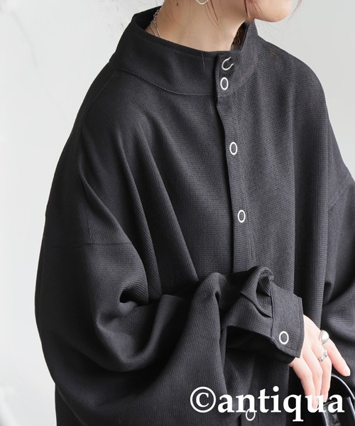 antiqua(アンティカ)の「スタンドカラー シャツ(シャツ/ブラウス・レディース・ブラック/ホワイト・ONESIZE)」の19枚目の写真