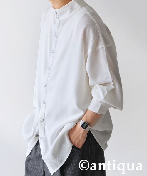 antiqua(アンティカ)の「スタンドカラー シャツ(シャツ/ブラウス・レディース・ブラック/ホワイト・ONESIZE)」の10枚目の写真