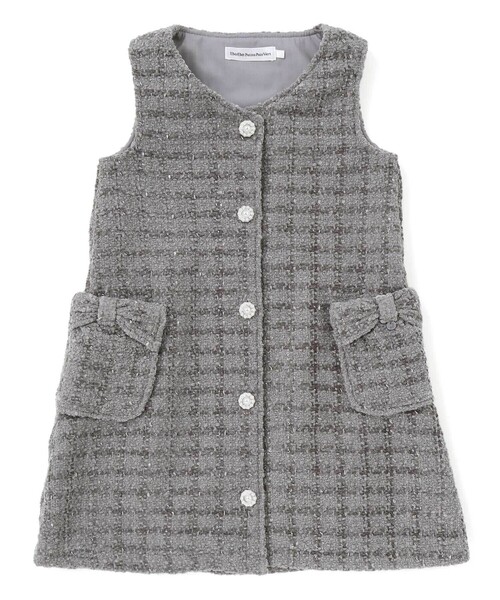 BeBe Petits Pois Vert（ベベプチポワヴェール）の「【店舗限定】【お揃い】ボアツイードジャンパースカート(95~150㎝)（ワンピース・キッズ・パープル/グレー・100cm/110cm/130cm/140cm/120cm/150cm）」の7枚目の写真