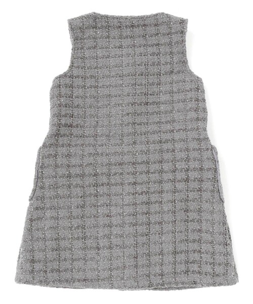 BeBe Petits Pois Vert（ベベプチポワヴェール）の「【店舗限定】【お揃い】ボアツイードジャンパースカート(95~150㎝)（ワンピース・キッズ・パープル/グレー・100cm/110cm/130cm/140cm/120cm/150cm）」の8枚目の写真