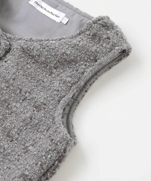 BeBe Petits Pois Vert（ベベプチポワヴェール）の「【店舗限定】【お揃い】ボアツイードジャンパースカート(95~150㎝)（ワンピース・キッズ・パープル/グレー・100cm/110cm/130cm/140cm/120cm/150cm）」の10枚目の写真