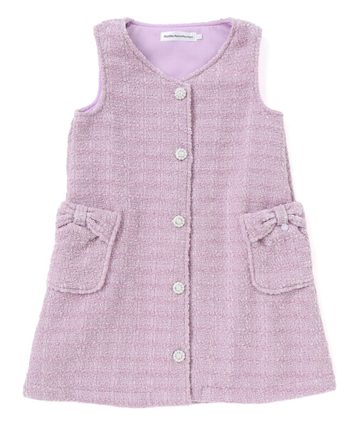 BeBe Petits Pois Vert（ベベプチポワヴェール）の「【店舗限定】【お揃い】ボアツイードジャンパースカート(95~150㎝)（ワンピース・キッズ・パープル/グレー・100cm/110cm/130cm/140cm/120cm/150cm）」の16枚目の写真