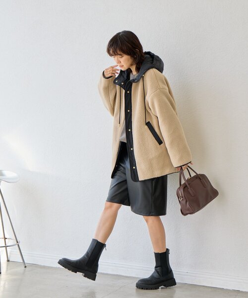 RIVE DROITE（リヴドロワ）の「【感動の軽さ】【最高気温５度の寒い日に！】フードボアコート（その他アウター・レディース・オフホワイト/ベージュ/チャコールグレー・FREE）」の20枚目の写真