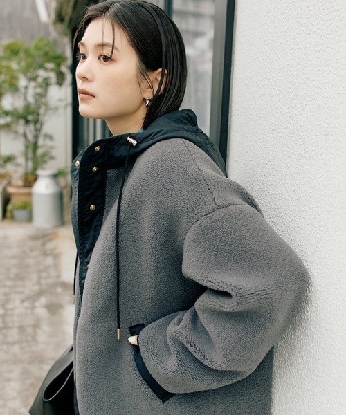 新品タグ付☆RIVE DROITE フードボアコート RIVE DROITE リブドロワフードボアコート