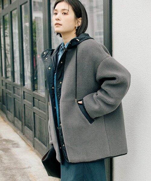 ボアコート　Rnyroom エムサイズ 予約]アウトシーム裏ボアコート/gray – Lumier