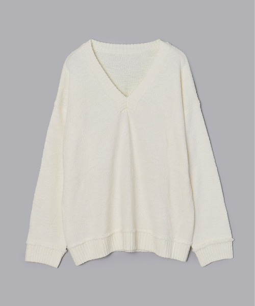 Olu.（オルドット）の「ブークレVネックニット[セットアップ可能]（ニット/セーター・レディース・ブラック/アイボリー/グレー・FREE）」の19枚目の写真