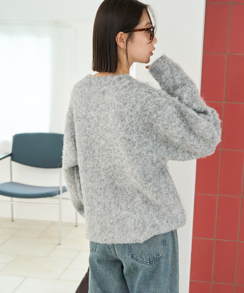 FREAK'S STORE（フリークスストア）の「限定展開　ミックスシャギー 金ボタン ニット カーディガン（カーディガン/ボレロ・レディース・ネイビー/ブラック/グレー/ブラウン/ナチュラル・ﾌﾘ-）」の18枚目の写真