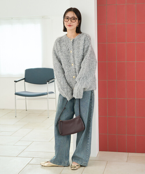 FREAK'S STORE（フリークスストア）の「限定展開　ミックスシャギー 金ボタン ニット カーディガン（カーディガン/ボレロ・レディース・ネイビー/ブラック/グレー/ブラウン/ナチュラル・ﾌﾘ-）」の19枚目の写真