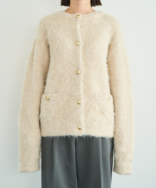 FREAK'S STORE（フリークスストア）の「限定展開　ミックスシャギー 金ボタン ニット カーディガン（カーディガン/ボレロ・レディース・ネイビー/ブラック/グレー/ブラウン/ナチュラル・ﾌﾘ-）」の9枚目の写真