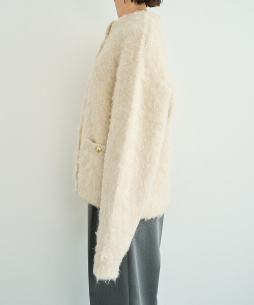 FREAK'S STORE（フリークスストア）の「限定展開　ミックスシャギー 金ボタン ニット カーディガン（カーディガン/ボレロ・レディース・ネイビー/ブラック/グレー/ブラウン/ナチュラル・ﾌﾘ-）」の10枚目の写真