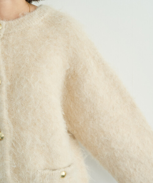 FREAK'S STORE（フリークスストア）の「限定展開　ミックスシャギー 金ボタン ニット カーディガン（カーディガン/ボレロ・レディース・ネイビー/ブラック/グレー/ブラウン/ナチュラル・ﾌﾘ-）」の13枚目の写真
