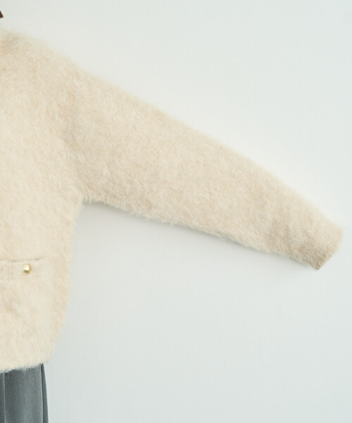 FREAK'S STORE（フリークスストア）の「限定展開　ミックスシャギー 金ボタン ニット カーディガン（カーディガン/ボレロ・レディース・ネイビー/ブラック/グレー/ブラウン/ナチュラル・ﾌﾘ-）」の14枚目の写真