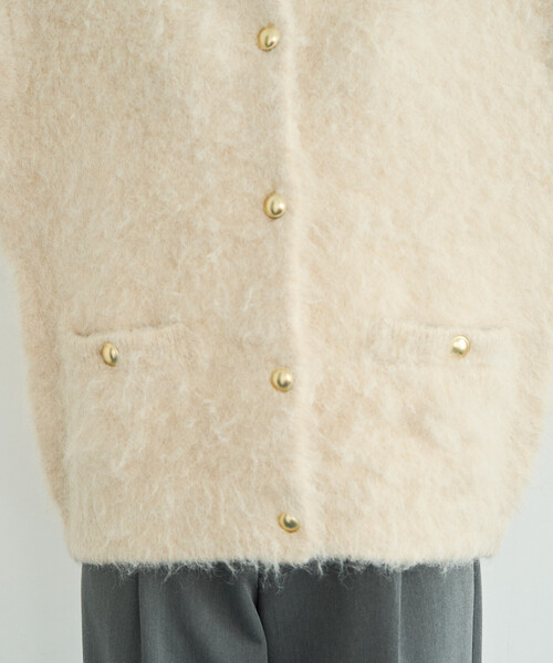 FREAK'S STORE（フリークスストア）の「限定展開　ミックスシャギー 金ボタン ニット カーディガン（カーディガン/ボレロ・レディース・ネイビー/ブラック/グレー/ブラウン/ナチュラル・ﾌﾘ-）」の15枚目の写真