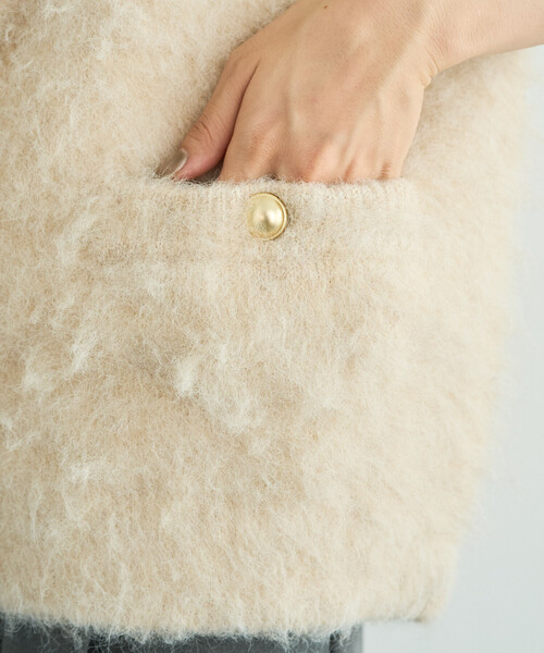 FREAK'S STORE（フリークスストア）の「限定展開　ミックスシャギー 金ボタン ニット カーディガン（カーディガン/ボレロ・レディース・ネイビー/ブラック/グレー/ブラウン/ナチュラル・ﾌﾘ-）」の16枚目の写真