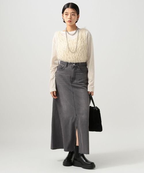 BAYFLOW（ベイフロー）の「デニムフレアスカート（スカート・レディース・サックスブルー/ブラック・FREE）」の3枚目の写真