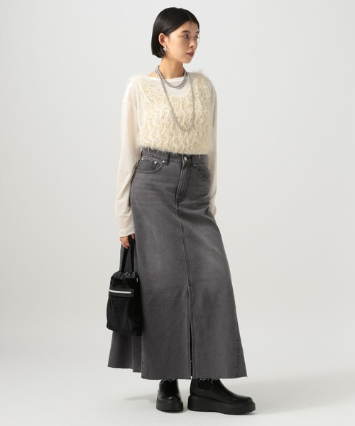 BAYFLOW（ベイフロー）の「デニムフレアスカート（スカート・レディース・サックスブルー/ブラック・FREE）」の4枚目の写真