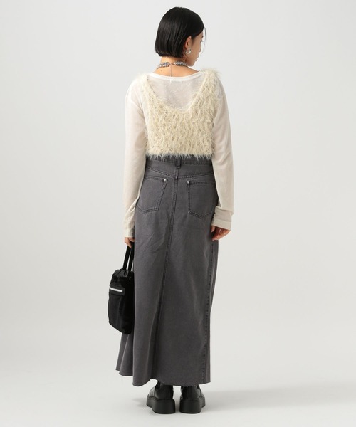 BAYFLOW（ベイフロー）の「デニムフレアスカート（スカート・レディース・サックスブルー/ブラック・FREE）」の5枚目の写真