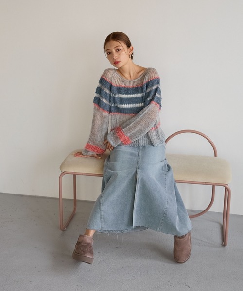 BAYFLOW（ベイフロー）の「デニムフレアスカート（スカート・レディース・サックスブルー/ブラック・FREE）」の19枚目の写真