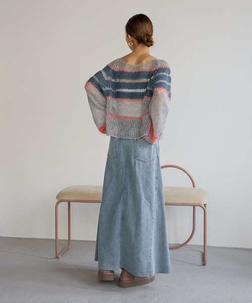 BAYFLOW（ベイフロー）の「デニムフレアスカート（スカート・レディース・サックスブルー/ブラック・FREE）」の21枚目の写真