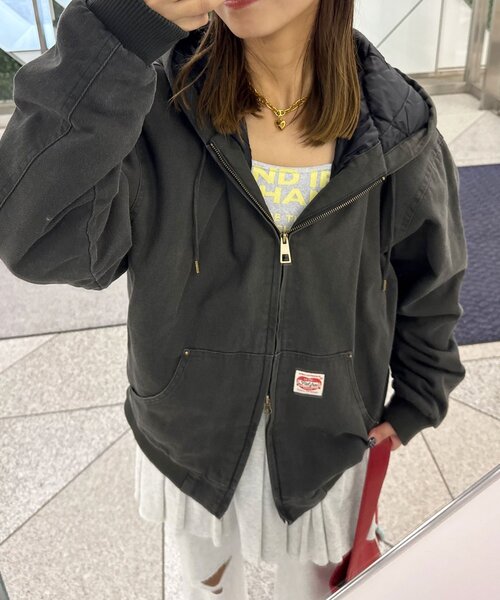 CIAOPANIC（チャオパニック）の「ダックアクティブパーカー（ブルゾン・レディース・キャメル/チャコールグレー・FREE）」の2枚目の写真
