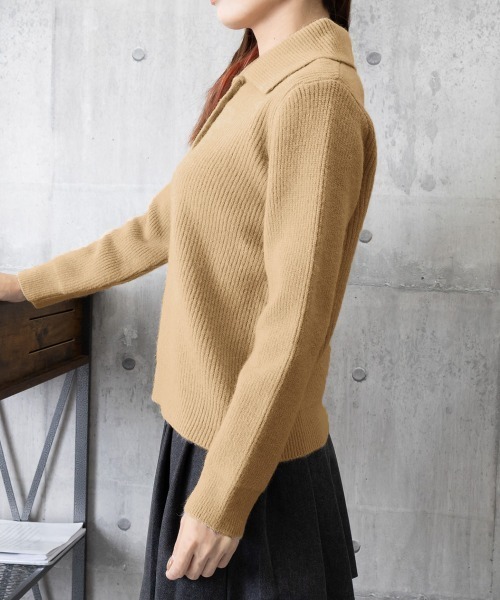 Miniministore(ミニミニストア)の「ポロカラーニットトップス ゴールドボタン(ニット/セーター・レディース・ワインレッド/アイボリー/ラベンダー/ライトブルー/ブラック/ベージュ・FREE)」の12枚目の写真