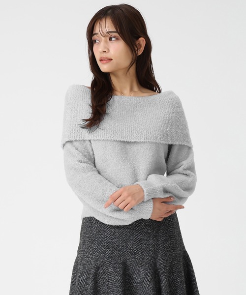 MISCH MASCH(ミッシュマッシュ)の「フワモコオフショルニット(ニット/セーター・レディース・グレー/ホワイト/ピンク・フリ-)」の6枚目の写真