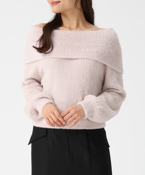 MISCH MASCH(ミッシュマッシュ)の「フワモコオフショルニット(ニット/セーター・レディース・グレー/ホワイト/ピンク・フリ-)」の7枚目の写真