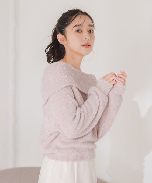 MISCH MASCH(ミッシュマッシュ)の「フワモコオフショルニット(ニット/セーター・レディース・グレー/ホワイト/ピンク・フリ-)」の18枚目の写真