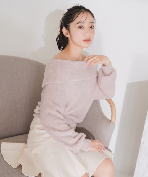 MISCH MASCH(ミッシュマッシュ)の「フワモコオフショルニット(ニット/セーター・レディース・グレー/ホワイト/ピンク・フリ-)」の21枚目の写真