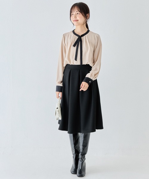 INCEDE（インシード）の「キルトタックスカート（スカート・レディース・チャコールグレー/ブラック・LL/M/L）」の6枚目の写真