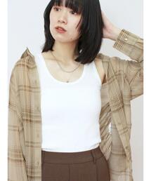 Samansa Mos2 blue | ◎リブタンク(Tシャツ/カットソー)