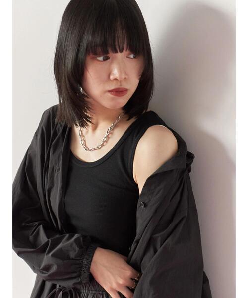 Samansa Mos2 blue（サマンサモスモスブルー）の「◎リブタンク（Tシャツ/カットソー・レディース・オフホワイト/ブラック・F）」の2枚目の写真