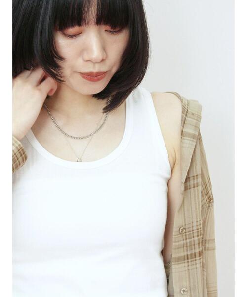 Samansa Mos2 blue（サマンサモスモスブルー）の「◎リブタンク（Tシャツ/カットソー・レディース・オフホワイト/ブラック・F）」の8枚目の写真