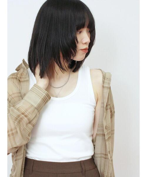 Samansa Mos2 blue（サマンサモスモスブルー）の「◎リブタンク（Tシャツ/カットソー・レディース・オフホワイト/ブラック・F）」の5枚目の写真