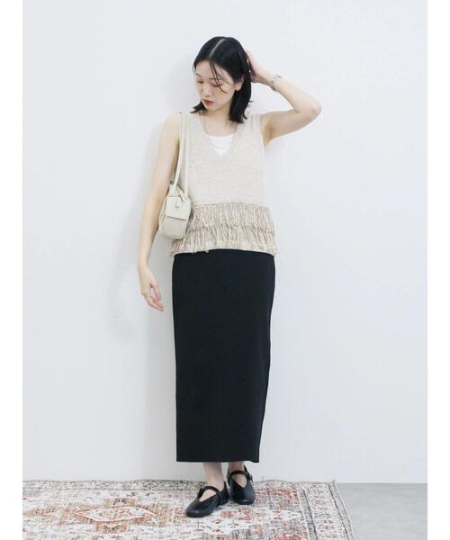 Samansa Mos2 blue（サマンサモスモスブルー）の「◎リブタンク（Tシャツ/カットソー・レディース・オフホワイト/ブラック・F）」の21枚目の写真