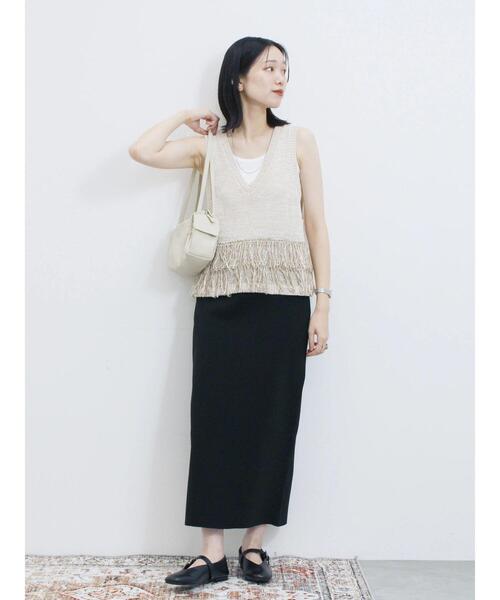 Samansa Mos2 blue（サマンサモスモスブルー）の「◎リブタンク（Tシャツ/カットソー・レディース・オフホワイト/ブラック・F）」の20枚目の写真