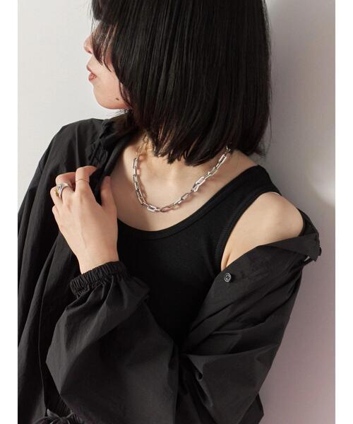 Samansa Mos2 blue（サマンサモスモスブルー）の「◎リブタンク（Tシャツ/カットソー・レディース・オフホワイト/ブラック・F）」の18枚目の写真