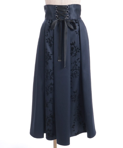 axes femme（アクシーズファム）の「編上フロッキー切替スカート（スカート・レディース・パープル/ブラック/グレー/ネイビー・FREE）」の4枚目の写真