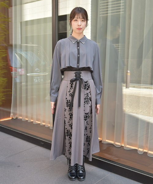 axes femme（アクシーズファム）の「編上フロッキー切替スカート（スカート・レディース・パープル/ブラック/グレー/ネイビー・FREE）」の5枚目の写真