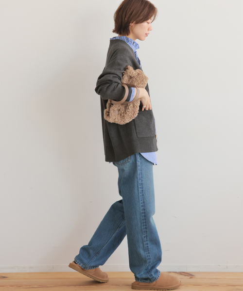 JOURNAL STANDARD relume（ジャーナルスタンダード　レリューム）の「《追加》[25AW新作］コットンカシミヤミックスダブルニットVネックカーディガン（カーディガン/ボレロ・レディース・チャコールグレー/ブラウン/ネイビー・FREE）」の14枚目の写真