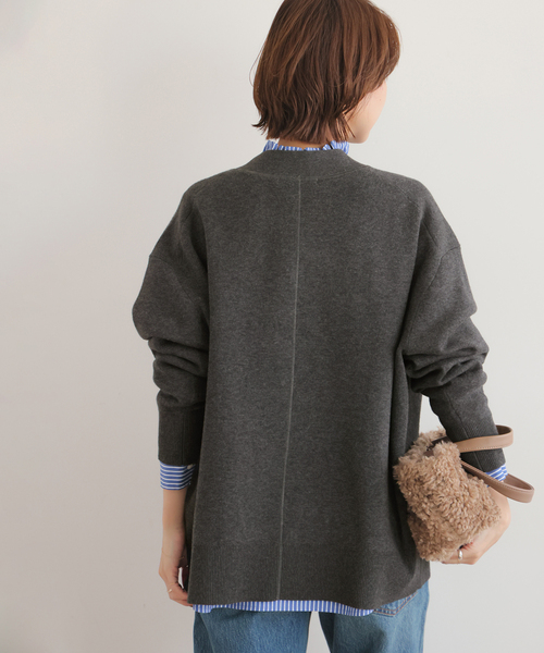 JOURNAL STANDARD relume（ジャーナルスタンダード　レリューム）の「《追加》[25AW新作］コットンカシミヤミックスダブルニットVネックカーディガン（カーディガン/ボレロ・レディース・チャコールグレー/ブラウン/ネイビー・FREE）」の21枚目の写真