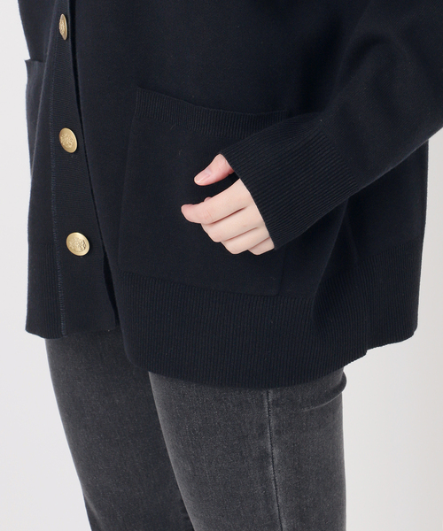 追加》[25AW新作］コットンカシミヤミックスダブルニットVネック