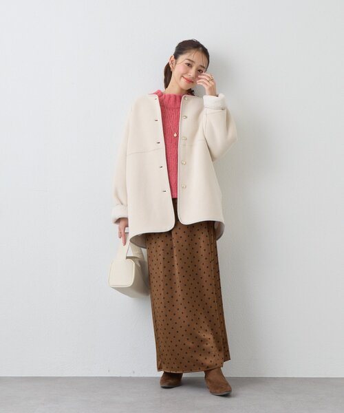 セール】《幅広く楽しめる◎》リバーシブルボアコート（ブルゾン）｜un