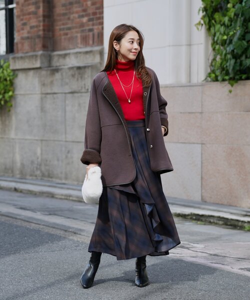 セール】《幅広く楽しめる◎》リバーシブルボアコート（ブルゾン）｜un